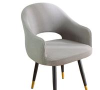 Haklein Funda elástica de terciopelo para silla de comedor, protector de sillón semicircular con respaldo hueco para dormitorio, cocina, comedor, funda extraíble a prueba de polvo (4 piezas, gris
