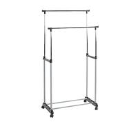 HAKU Armario con ruedas aluminio, cromo, negro, Plástico, metal - Dim.: AN 80 cm x AL 96-165 cm x P 42 cm, Estilo: Moderno