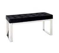 HAKU Banco acero inoxidable, negro, Acero inoxidable, tejido de terciopelo - Dim.: AN 100 cm x AL 48 cm x P 41 cm, Estilo: Art Déco