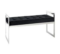 HAKU Banco Acero Inoxidable, Negro, Acero Inoxidable, Tejido de Terciopelo - Dim.: AN 100 cm x AL 57 cm x P 40 cm, Estilo: Art Déco