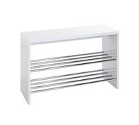 HAKU Möbel Banco para zapatos cromo, blanco, MDF, metal - Dim.: AN 81 cm x AL 55 cm x P 30 cm, Estilo: Moderno