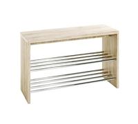 HAKU Möbel Banco para zapatos cromo, roble San Remo, MDF, metal - Dim.: AN 81 cm x AL 55 cm x P 30 cm, Estilo: Moderno