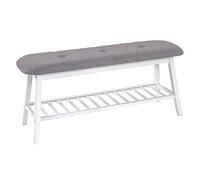 HAKU Banco para zapatos gris, blanco, Bambú, tejido textil - Dim.: AN 100 cm x AL 44 cm x P 30 cm, Estilo: Bohemio
