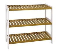 HAKU Banco para zapatos natural, blanco, Bambú, MDF - Dim.: AN 70 cm x AL 55 cm x P 26 cm, Estilo: Escandinavo