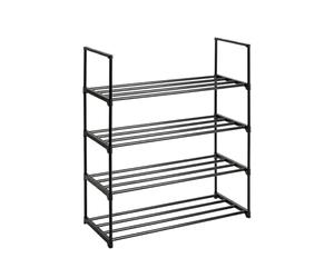 HAKU Banco para zapatos negro, Plástico, metal - Dim.: AN 65 cm x AL 74 cm x P 30 cm, Estilo: Moderno