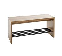 HAKU Möbel Banco para zapatos roble, negro, MDF, metal - Dim.: AN 80 cm x AL 40 cm x P 30 cm, Estilo: Moderno