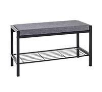 HAKU Banco Zapatero Acolchado Gris Negro Metal Zapatero con Acolchado Asiento Tejido Textil - Medidas An 80 cm x Al 48 cm x Pr 32 cm Estilo Moderno