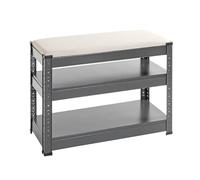 HAKU Banco Zapatero Antracita Gris Zapatero con Asiento Acolchado Cuero sintético Metal - Medidas An 60 cm x Al 47 cm x Pr 28 cm Estilo Moderno