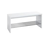 HAKU Banco Zapatero Cromo Blanco Zapatero para Sentarse Pasillo Banco MDF Metal - Medidas An 81 cm x Al 40 cm x Pr 30 cm Estilo Moderno