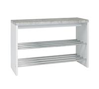 HAKU Banco Zapatero Efecto hormigón Cromo Blanco Banco como Zapatero Banco Entrada MDF Metal - Medidas An 81 cm x Al 55 cm x Pr 30 cm Estilo Moderno
