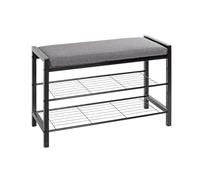 HAKU Banco Zapatero Gris Negro Metal Zapatero con Asiento Acolchado Tejido Textil - Medidas An 75 cm x Al 50 cm x Pr 32 cm Estilo Moderno