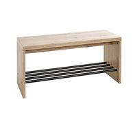 HAKU Banco Zapatero Roble Claro Negro Zapatero como Banco Shoe Bench MDF Metal - Medidas An 80 cm x Al 40 cm x Pr 30 cm Estilo Moderno