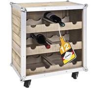 HAKU Botellero aluminio, pino, Aluminio, madera maciza - Dim.: AN 53 cm x AL 63 cm x P 33 cm, Estilo: Industrial
