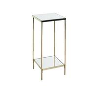 HAKU Columna para Flores Cuadrada, Taburete para Plantas Soporte para Plantas de Metal latonado y Vidrio de Espejo de 5 mm Medidas: An 28 cm x Al 66 cm x Pr 28 cm Estilo: Art Deco
