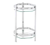 HAKU Columna para Flores Redonda, Soporte para Flores Columna para Plantas de Metal Cromado y Vidrio Transparente de 4 mm Medidas: Al 45 cm x Ø 28 cm Estilo: Art Deco
