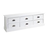 HAKU Cómoda Blanco, Blanco, Madera Maciza, MDF - Dim.: AN 115 cm x AL 40 cm x P 30 cm, Estilo: Muebles Costeros