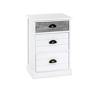 HAKU Cómoda gris, blanco, Madera maciza, metal - Dim.: AN 41 cm x AL 60 cm x P 31 cm, Estilo: Muebles Costeros
