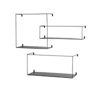 HAKU Estante de Pared Negro Estante Colgante Metal Set de 3 Medidas An 40 50 55 cm x Al 40 15 25 cm x Pr 18 16 20 cm Estilo: Modern