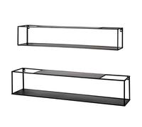 HAKU Estante Flotante Estante de Pared Negro Estante Colgante Metal Set de 2 Medidas An 85 95 cm x Al 17 20 cm x Pr 17 20 cm Estilo: Modern