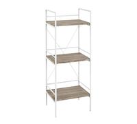 HAKU Estante roble claro, blanco, MDF, metal - Dim.: AN 34 cm x AL 96 cm x P 27 cm, Estilo: Moderno