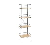 HAKU Estante Roble Claro, Negro, MDF, Metal - Dim.: An 34 x Al 130 x P 27 cm, Estilo: Moderno