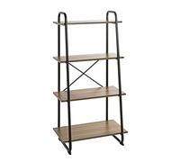 HAKU Estante roble, negro, Metal, aglomerado - Dim.: AN 60 cm x AL 128 cm x P 36 cm, Estilo: Moderno