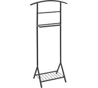 HAKU galán de noche con zapatero para dormitorio y baño, perchero silencioso, mayordomo de ropa negro, metal - Ancho 45 x Alto 101 x Profundidad 26 cm, Estilo: Moderno