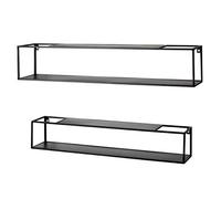 HAKU Möbel Juego de 2 estantes de pared negro, metal, metal - Dim.: AN 75/85 cm x AL 14/17 cm x P 14/17 cm, Estilo: Moderno