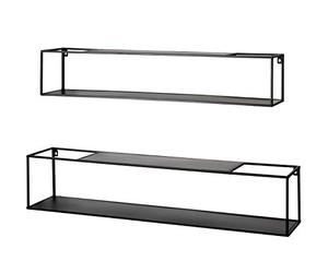 HAKU Juego de 2 estantes de pared negro, metal, metal - Dim.: AN 85/95 cm x AL 17/20 cm x P 17/20 cm, Estilo: Moderno