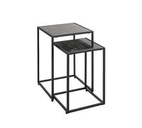 HAKU Juego de 2 mesas auxiliares Furniture, Color Negro, mármol Artificial, Metal, Dimensiones: 28/33 cm de Ancho x 43/50 cm de Alto x 28/33 cm de Profundidad, Estilo: Art déco