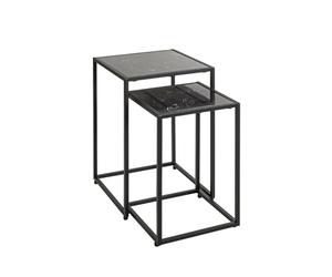 HAKU Juego de 2 mesas auxiliares Furniture, Color Negro, mármol Artificial, Metal, Dimensiones: 28/33 cm de Ancho x 43/50 cm de Alto x 28/33 cm de Profundidad, Estilo: Art déco