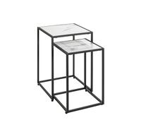 HAKU Juego de 2 mesas auxiliares Furniture, Color Negro o Blanco, mármol Artificial, Metal, Dimensiones: 28/33 x 43/50 x 28/33 cm (Ancho x Alto x Profundidad), Estilo: Art decó