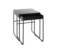 HAKU Juego de 2 mesitas auxiliares, Metal Negro, mesitas de salón pequeñas - Dimensiones: An 39/42 x Al 51/54 x Pr 39/42 cm Estilo: Moderno