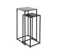 HAKU Juego de 2 pilares de Flores Negro, Metal, Cristal de Seguridad - Dim.: AN 25/30 cm x AL 60/70 cm x P 25/30 cm, Estilo: Moderno