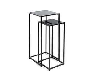 HAKU Juego de 2 pilares de Flores Negro, Metal, Cristal de Seguridad - Dim.: AN 25/30 cm x AL 60/70 cm x P 25/30 cm, Estilo: Moderno