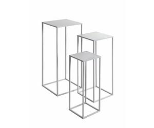 HAKU Juego de 3 pilares de Flores coolgrey, Metal - Dim.: An 18/23/28 x Al 50/60/ x P 18/23/28 cm, Estilo: Moderno
