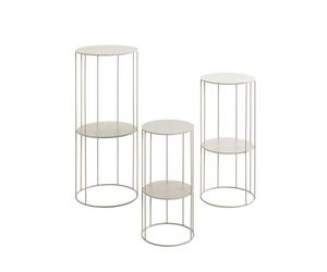 HAKU Juego de 3 pilares de Flores Gris Cachemira, Metal - Dim.: Al 45/57/70 x Ø 21/25/28 cm, Estilo: Moderno