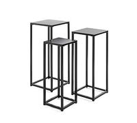 HAKU Juego de 3 Pilares de Flores Negro, Metal - Dimensiones: AN 22/30/30 x AL 61/66/71 x P 22/26/30 cm, Estilo Moderno