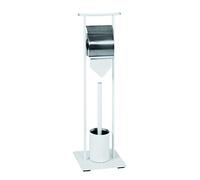 HAKU Juego de WC cromo, blanco, metal, metal - Dim.: AN 20 cm x AL 69 cm x P 20 cm, Estilo: Moderno