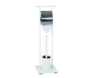 HAKU Juego de WC cromo, blanco, metal, metal - Dim.: AN 20 cm x AL 69 cm x P 20 cm, Estilo: Moderno