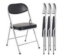 HAKU Klappstuh 4er Set, alu-schwarz, Stahlrohr, Rücken- und Sitz gepolstert - Maße: B 47 x H 79 x T 53 cm, Style: Modern