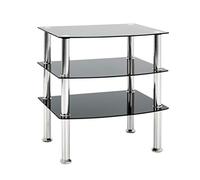 HAKU Möbel Mesa auxiliar acero inoxidable, negro, Acero inoxidable, cristal de seguridad - Dim.: AN 54 cm x AL 59 cm x P 45 cm, Estilo: Moderno