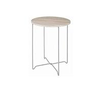 HAKU Mesa Auxiliar Aluminio, Roble Claro, MDF, Metal - Dim.: AL 52 cm x diámetro 40 cm, Estilo: Moderno