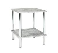 HAKU Mesa Auxiliar Aspecto hormigón, Cromo, MDF, Metal - Dim.: AN 39 cm x AL 47 cm x P 39 cm, Estilo: Moderno