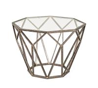 HAKU Möbel Mesa auxiliar bronce, Metal, cristal de seguridad 8 mm - Dim.: AN 55 cm x AL 38 cm x P 55 cm, Estilo: Art Déco