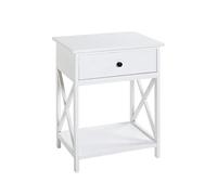 HAKU Mesa Auxiliar con cajón y Estante, MDF Blanco, Mesa de Centro, Mesa de sofá - Dimensiones: An 46 x Al 60 x Pr 35 cm. Estilo: escandinavo