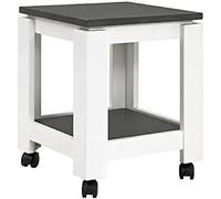 HAKU Mesa Auxiliar con Ruedas Aspecto Granito, Blanco, MDF - Dim.: AN 35 cm x AL 45 cm x P 35 cm, Estilo: Moderno