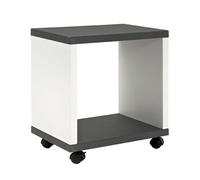 HAKU Mesa auxiliar con ruedas aspecto granito, blanco, MDF - Dim.: AN 43 cm x AL 48 cm x P 30 cm, Estilo: Moderno