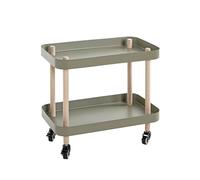 HAKU Mesa Auxiliar con Ruedas de Madera Maciza Natural, Metal, Verde Junco; Mesa de sofá con Ruedas, Mesa de Centro - Dimensiones: An 50 x Al 47 x Pr 30 cm Estilo: Moderno