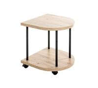 HAKU Mesa Auxiliar con Ruedas Roble Claro, Negro, MDF, Metal - Dim.: An 40 x Al 45 x P 40 cm, Estilo: Moderno